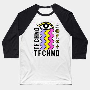 TECHNO  - 8 Bit Rainbow Tears (black/pink/purple) Baseball T-Shirt